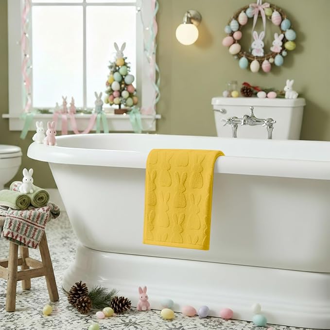 Artoid Mode 1 Pc Yellow 3D Rabbit Jacquard Easter Hand Towels