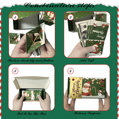 2025 New Year Surprise Gift Box Explosion Pop-up Cash, Unique folding and bouncing Gift box, Christmas and Birthday Surprise Explosion Box(12 bounces) (green)