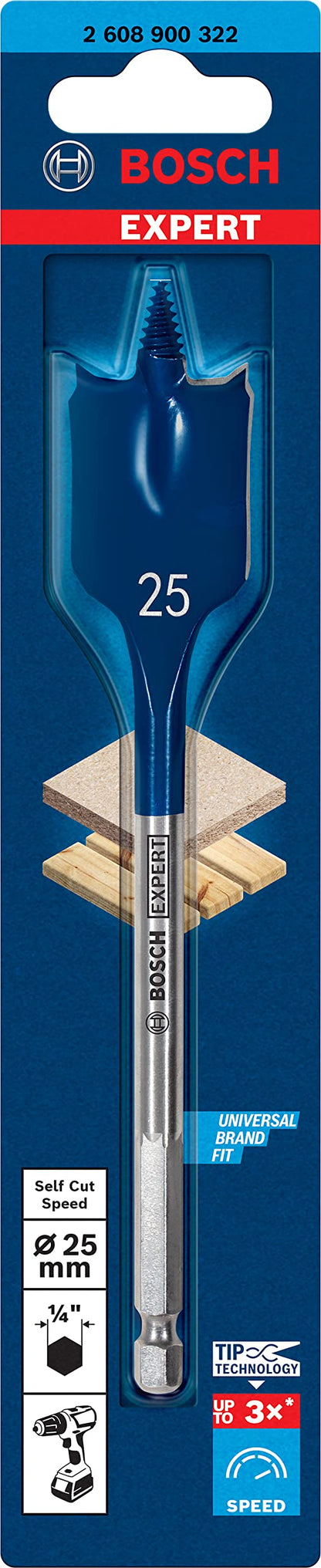 Bosch 1x EXPERT Self Cut Speed Spade Drill Bit (for Softwood, Particleboard, Ø 25.00 mm, Professional Accessory Rotary Drill/Drivers)