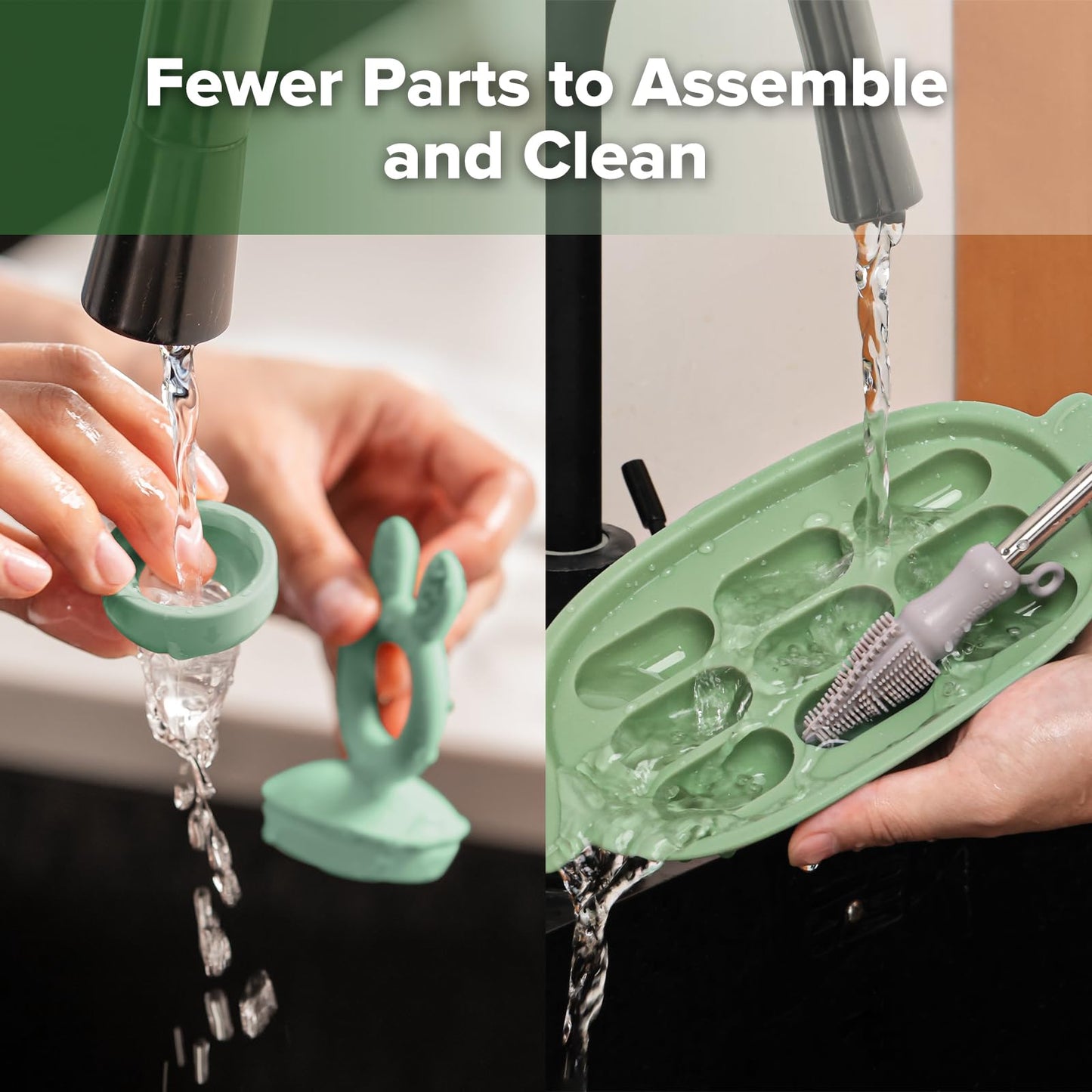 Haakaa Baby Fruit Food Feeder & Silicone Freezer Nibble Tray Combo - Breastmilk Popsicle Mold for Baby Cooling Relief, BPA Free Baby Mesh Food Feeder for Infant Self Feeding - Pea Green