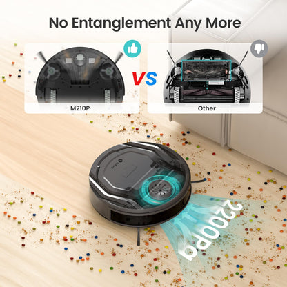Lefant Robot Vacuum Cleaner, 120 Mins Runtime, Compact Design, Low Noise, Powerful Suction, Wi-Fi/App/Voice Control, Self-Charging, Scheduled Cleaning, Ideal for Pet Hair and Hard Floors, M210 Black