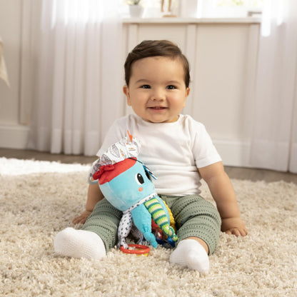 LAMAZE Captain Calamari - Clip & Go Pram Baby Toys 0-6 Months - Sensory Toys for Babies' Development - Soft Plush Girls & Boys Toys - Expertly Designed Newborn Toys - Baby Essentials for Newborn & Up