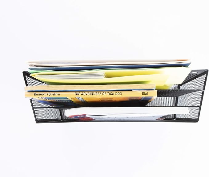 Mind Reader Vertical File Storage, Desktop Organizer, Wall Mount, Metal Mesh