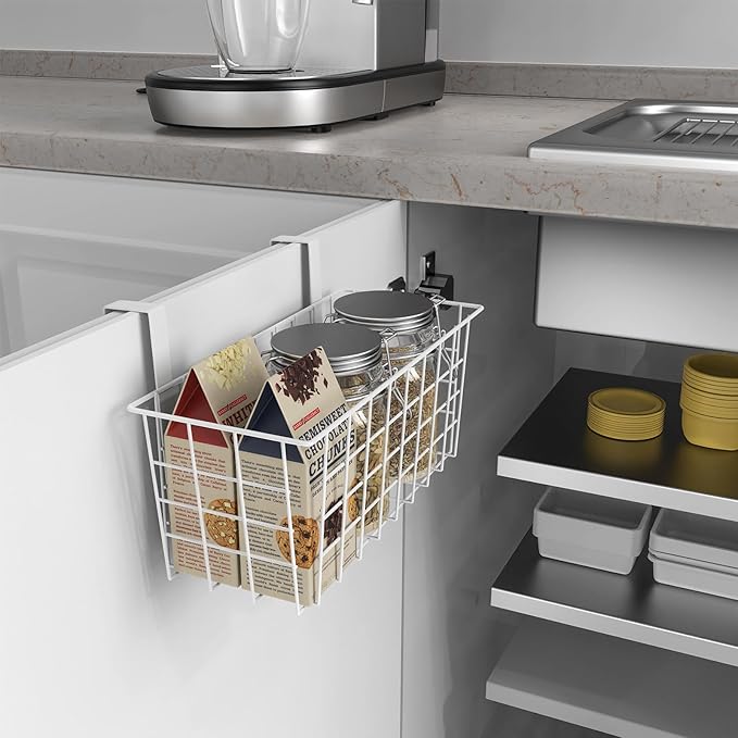 MaraFansie Basket with Hook, Grid Storage Basket, Over the Cabinet Door