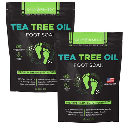 Tea Tree Oil Foot Soak with Epsom Salt - Made in USA - 16 Ounces