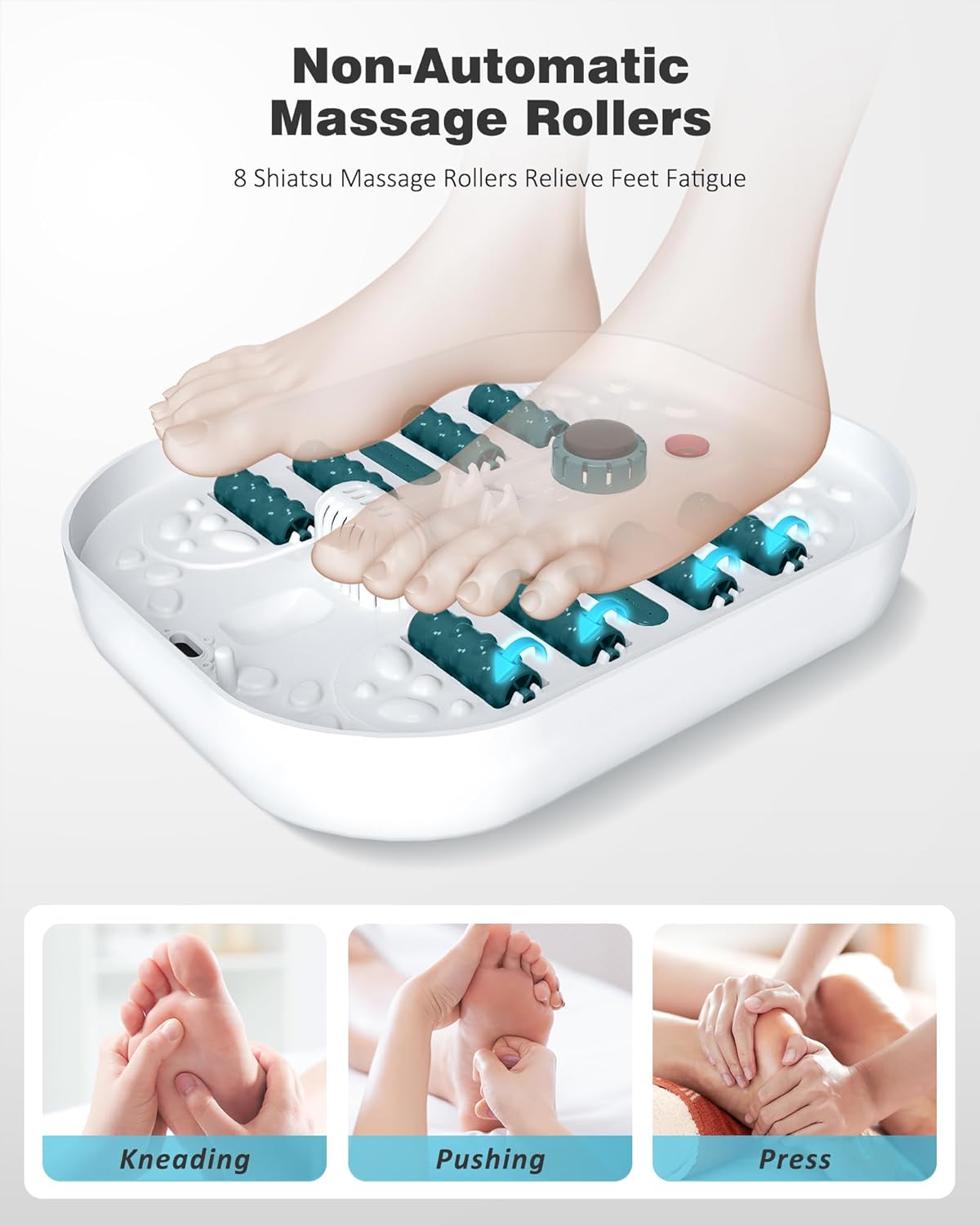 Foot Spa Bath Massager with Heat, Bubbles, Vibration, 8 Removeable Roller (not Motorized), Pedicure Foot Spa with 95-118℉ Temperature Control for Relaxing Feet at Home