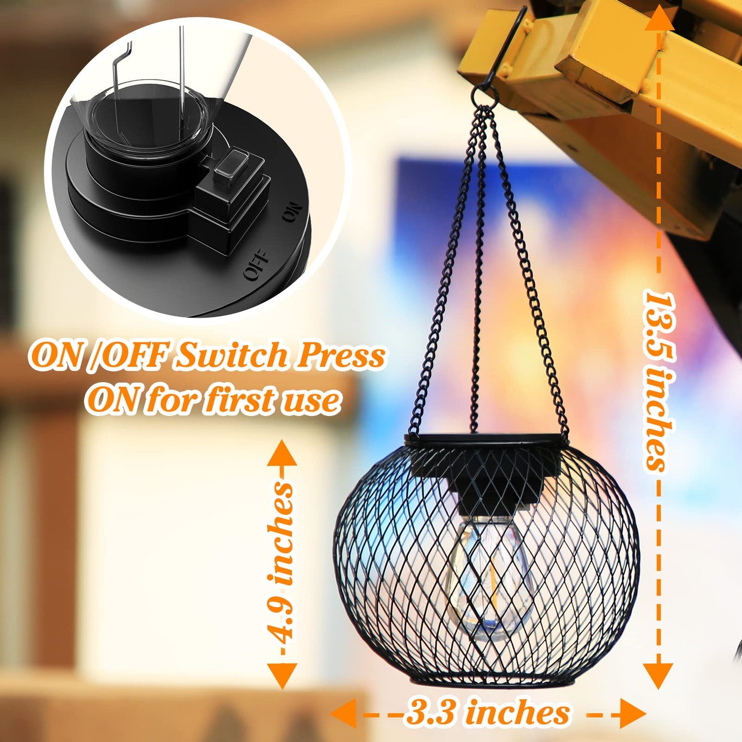 KagoLing Solar Lanterns, 2 Pack Solar Lantern Outdoor Garden with IP65 Waterproof Hanging Lights Auto On Off Metal Yard Art Garden Lights for Patio Lawn Table Fence Ornaments Warmwhite