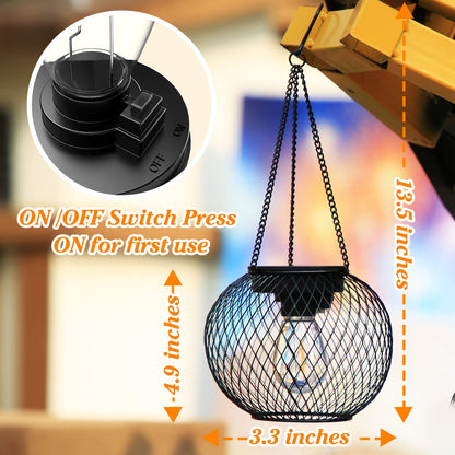 KagoLing Solar Lanterns, 2 Pack Solar Lantern Outdoor Garden with IP65 Waterproof Hanging Lights Auto On Off Metal Yard Art Garden Lights for Patio Lawn Table Fence Ornaments Warmwhite