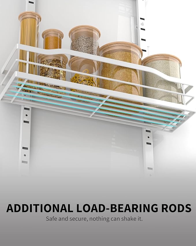 Moforoco White 6-Tier Over Door Pantry Organizer, Pantry Organization Storage