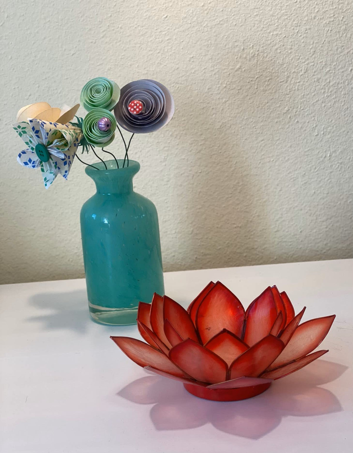 Om Gallery Capiz Shell Lotus Flower Decor Tealight Candle Holder for Serene Ambiance -Decorative Candle Holders for Meditation, and Relaxation, Horizon