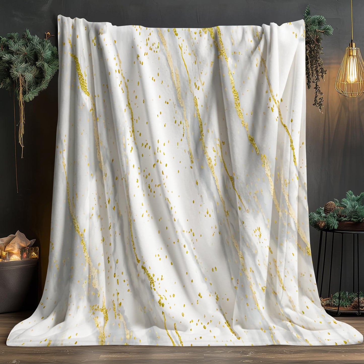 PAOABIU Grey and Golden Blankets, Marble Throw Blanket for Couch Bed Sofa, Minimalism Blankets and Throws - Super Soft Cozy Plush Flannel Blanket Gifts & Decor, 66x90