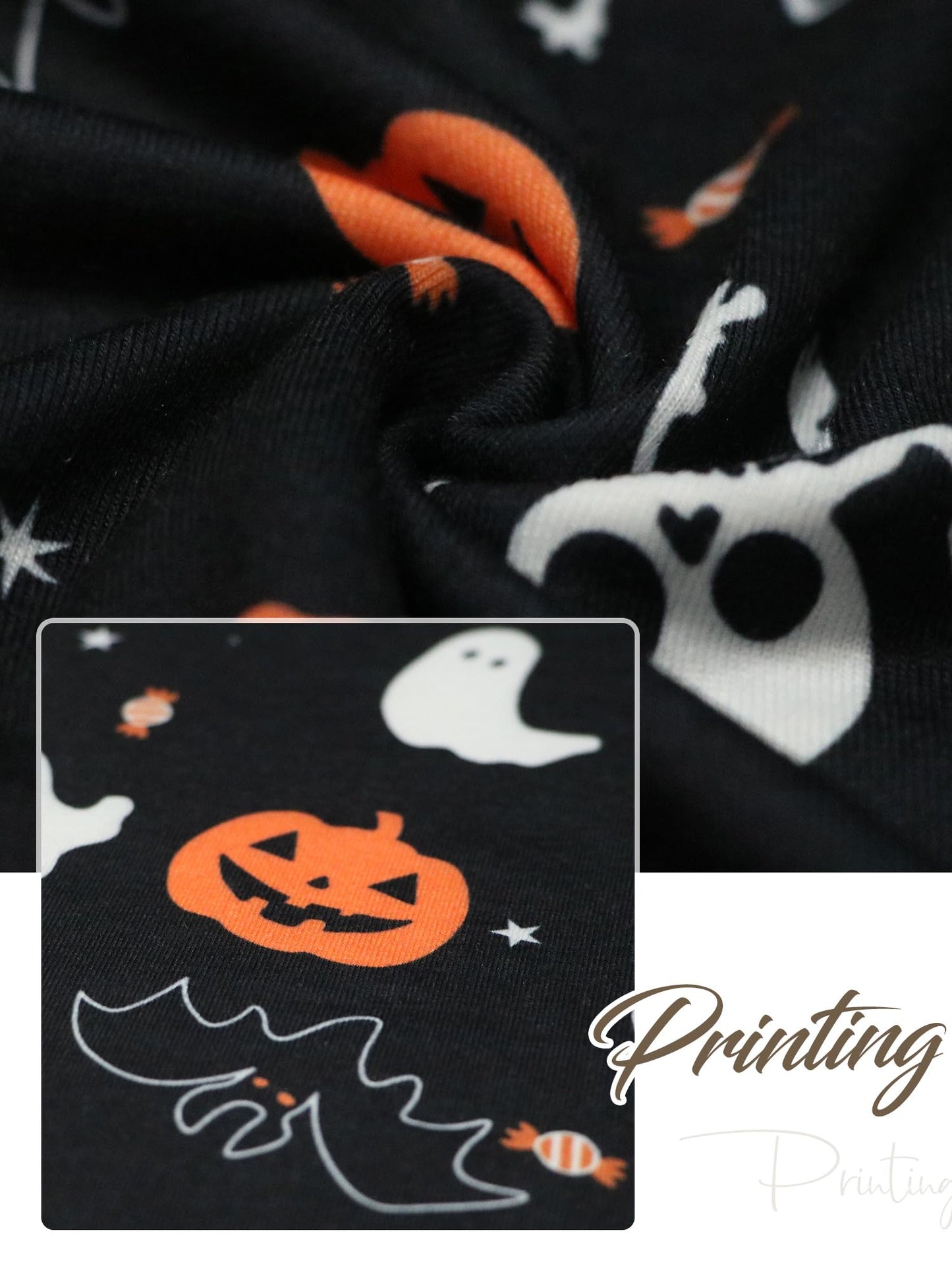 Anbech Women Plus Size Halloween Tops Pumpkin Grapchic Thanksgiving T-Shirt (Full Black, 4XL)