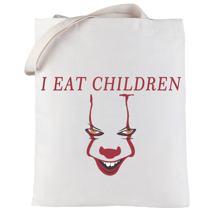 LEVLO Clown Cosmetic Make Up Bag Clown Fans Gift I Eat Children Makeup Zipper Pouch Bag Horror Movie Merchandise(Eat Children Tote)