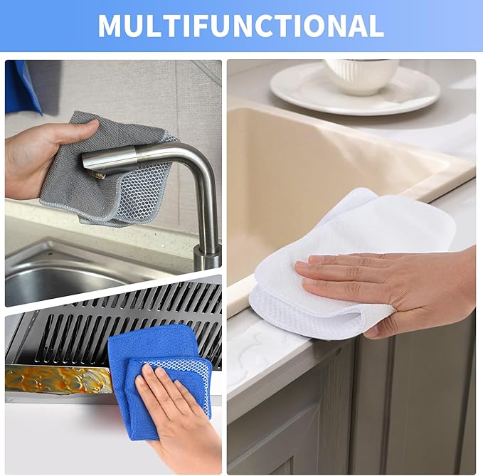 KinHwa Kitchen Washcloths for Dishes Absorbent Microfiber Dish Cloths Quick Dry