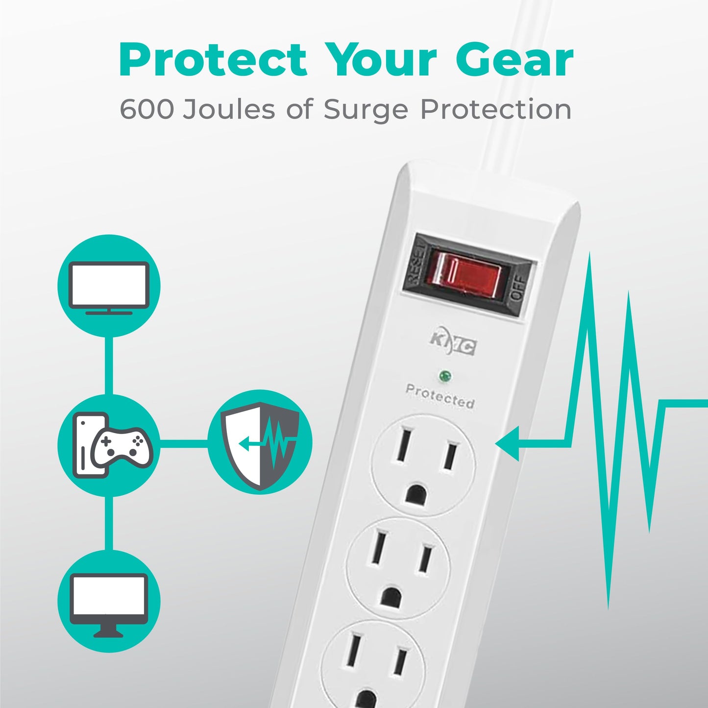4-Outlet Surge Protector Power Strip (2 Pack)