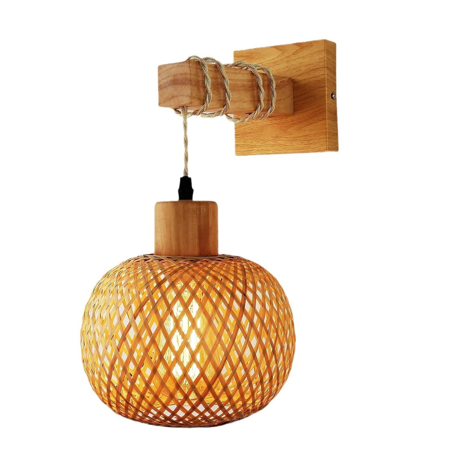 Bagkcopp Rattan Wall Sconce Light,Lamps for Bedroom, Farmhouse Wall Sconces, Wall Mount Light Fixture Indoor, Boho Bedside Wall Sconces for Living Room (Rattan)