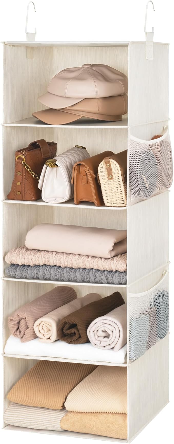 StorageWorks 5-Shelf Hanging Closet Organizers, Foldable Closet Storage