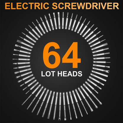 Mini Electric Screwdriver, 3.7V Precision Screwdriver Set Cordless Screwdriver Rechargeable 72 In 1 Magnetic Bit Repair Tech Tool Kit for Electronics Computer Phone Laptop Camera RC Car Watch Glasses