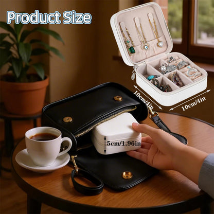 Ntwoiee Travel Jewelry Case Bridesmaid Gifts Box,10 Pack Small Jewelry Box Mini Jewelry Organizer,PU Leather Portable Earring Storage Box for Women Girls Bridesmaid Proposal Gifts（white）