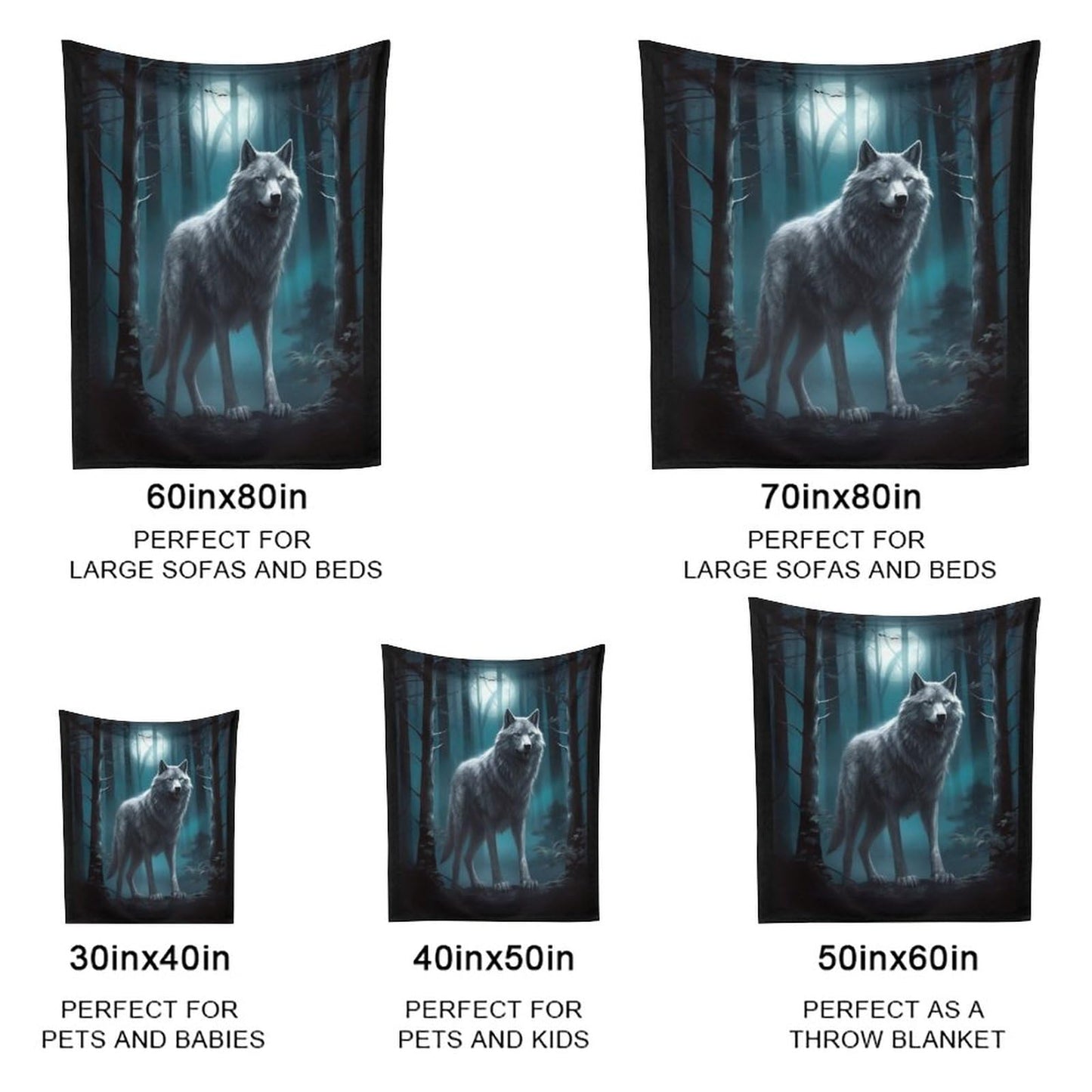 Joyidec Wolf Tree Dark Night Super Soft Winter Comfy Throw Blanket Flannel Fleece Lightweight Blanket for Couch Car Bed 50x60 in