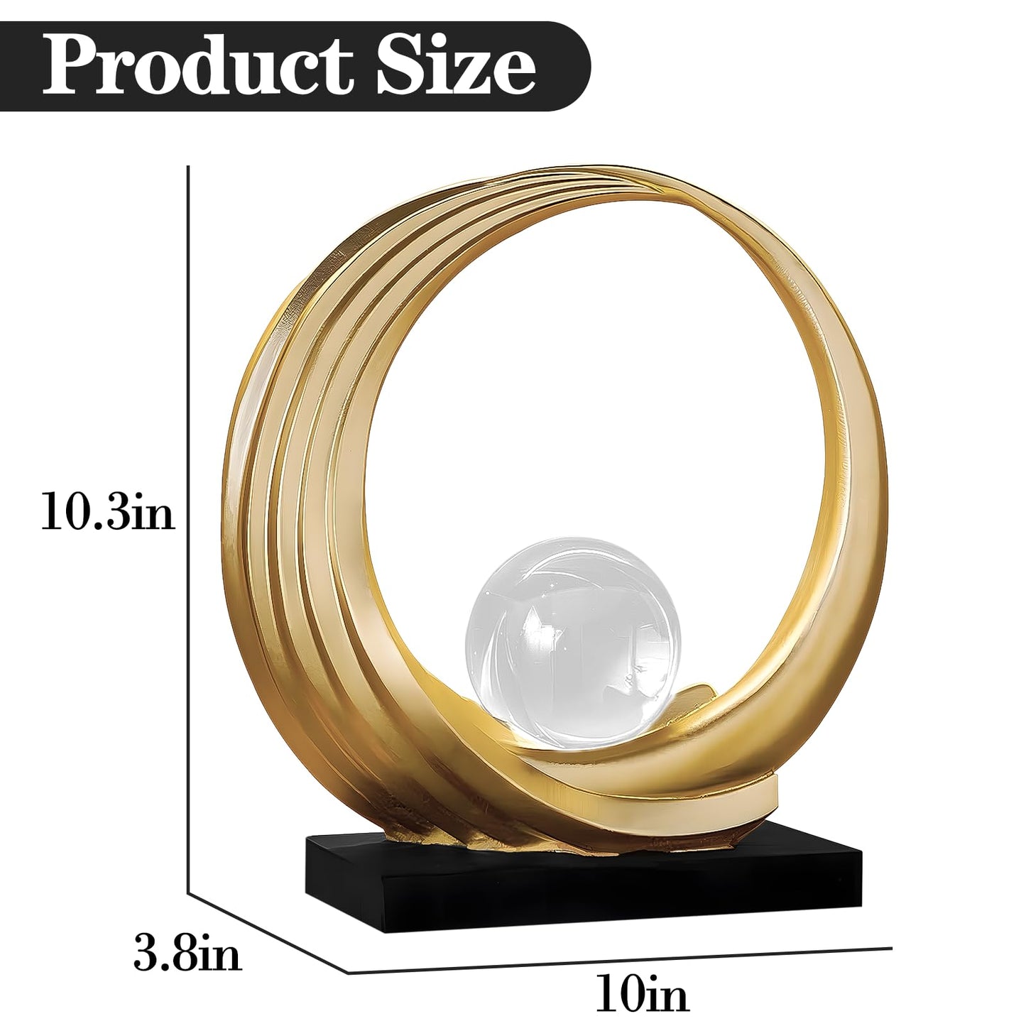 Dosker Golden Shelf Decor Statues,Coffee Table Modern Abstract Stripe Home Decor Sculpture,Desk Decor for Living Room,Office(Golden)
