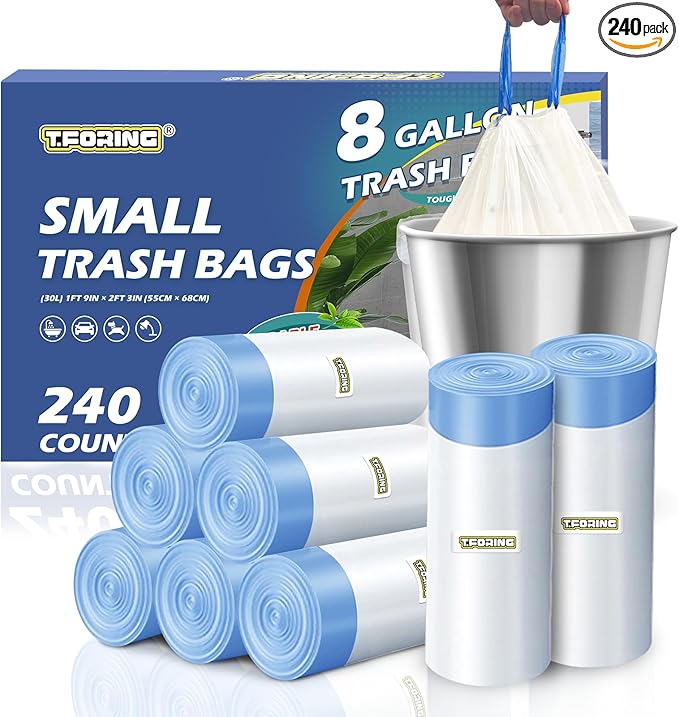 240 Count 8 Gallon Trash Bags Drawstring