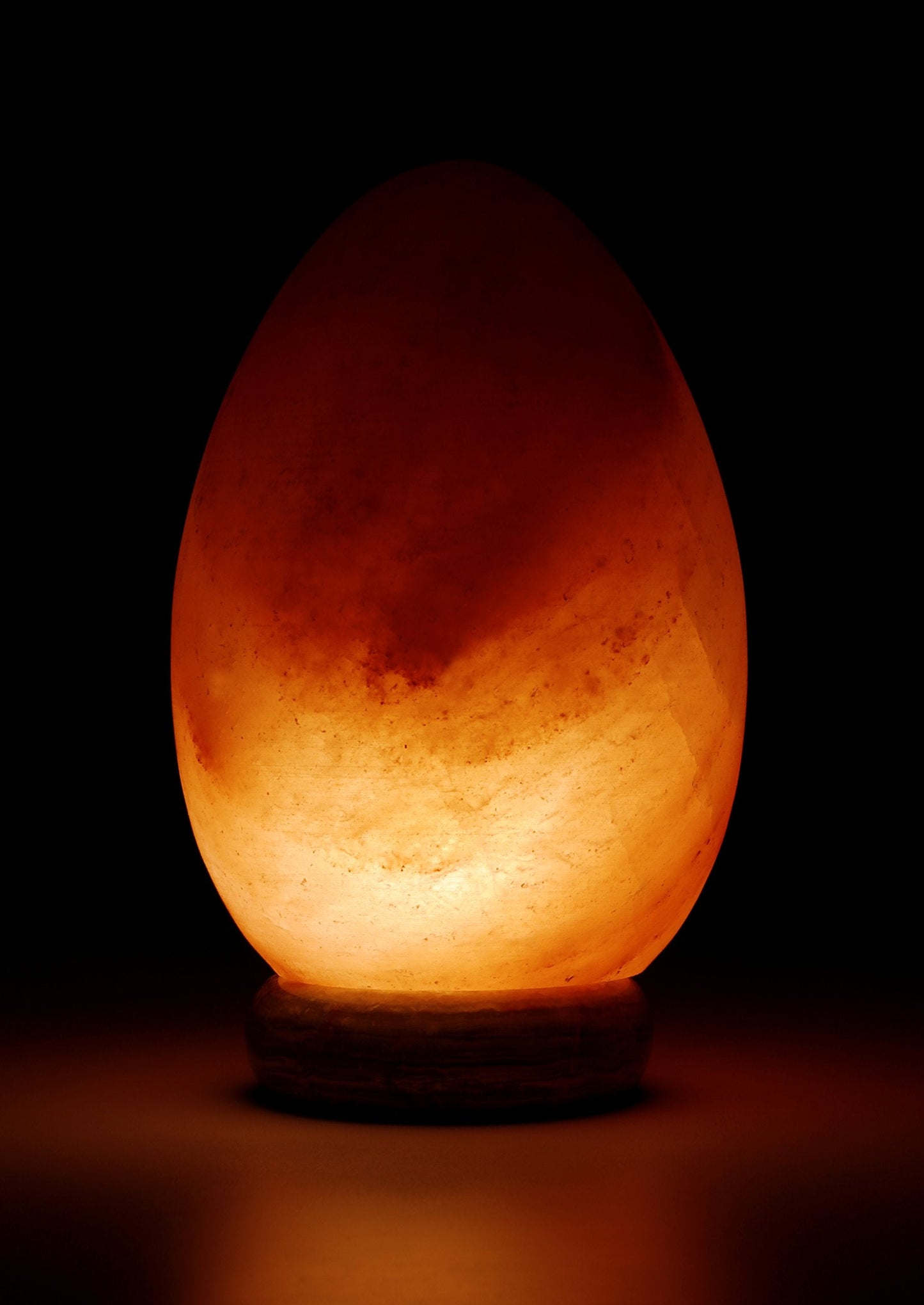 Deluxe Comfort Himalayan Rock Salt Egg Lamp, 9 Inches Tall - Soft Calm Light - Table Lamp, Natural Dark Orange Hue