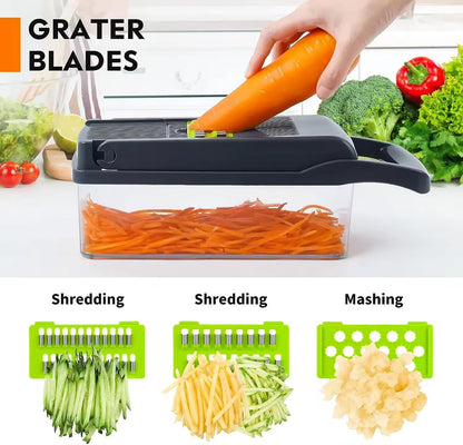 SERTIN 16-in-1 Vegetable Chopper & Slicer - Multifunctional Kitchen Food Cutter for Onion, Salad, Fruit with Adjustable Dicer and Storage Container，Kitchen Gadgets and Essentials.