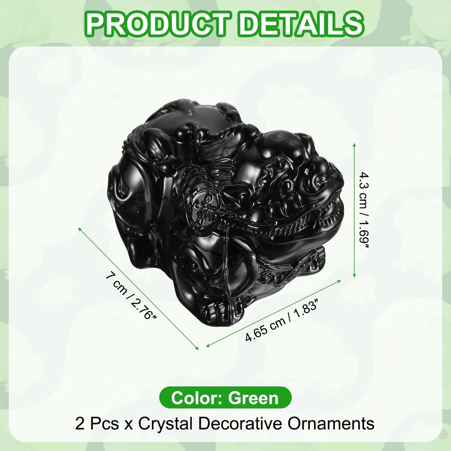 uxcell 2 Pcs Crystal Decorative Ornaments, 1.7" H Chinese Feng Shui Crystal Figurine Mini Pi Xiu Collectible Decor for Table Home Hanging Decorations, Black