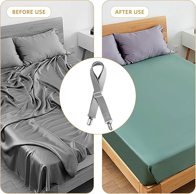 8Pcs Adjustable Bed Sheet Straps Clips, Elastic Mattress Sheet Fasteners Holder