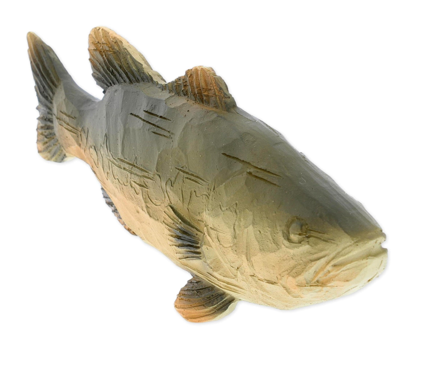The Bridge Collection Wildlife Inspired Bass Figurine - Rustic Fishing Decor Accent - Lake Cabin Style Shelf Ornament with Realistic Carved Detail