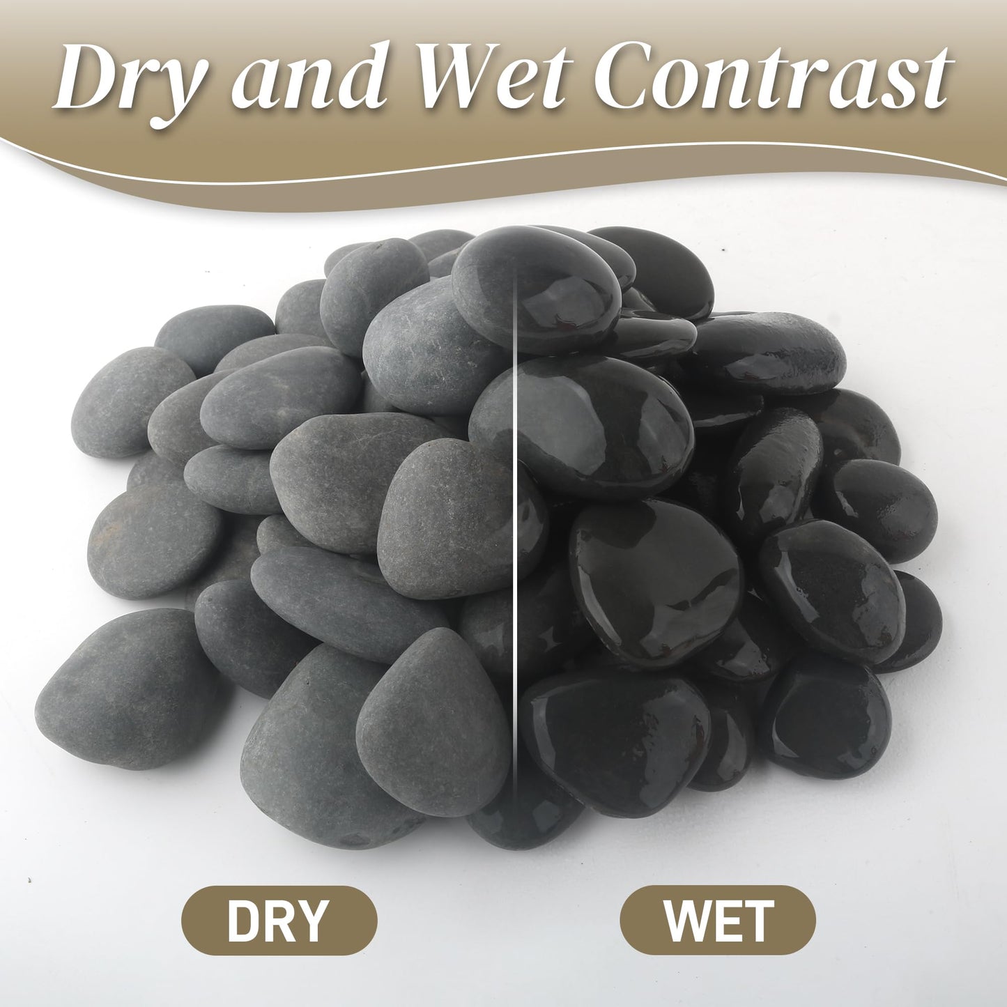 Quibbay 5 lbs Natural Mexican Beach Pebbles, 1-2 Inch Large River Rocks for Plants and Landscaping, Decorative Stone for Fish Tank Aquarium Fountain Garden Paving Walkways Pathways Backyard, Grey