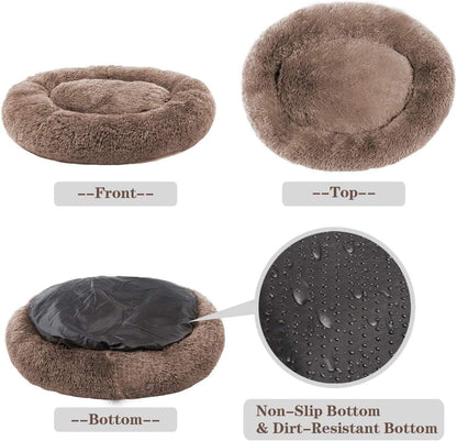 Comfortable Round Plush Dog Beds, Calming Dog Bed (L/XL/XXL/XXXL) for Small Medium and Large Dogs