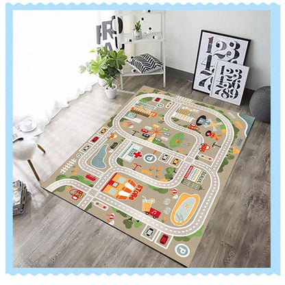 TYKTZXY Kid Rug Playmat for Toy Cars, Play Area Carpet with Rubber Backing, for Children Bedroom Play Room 120cm×160cm(3'11"×5'3")