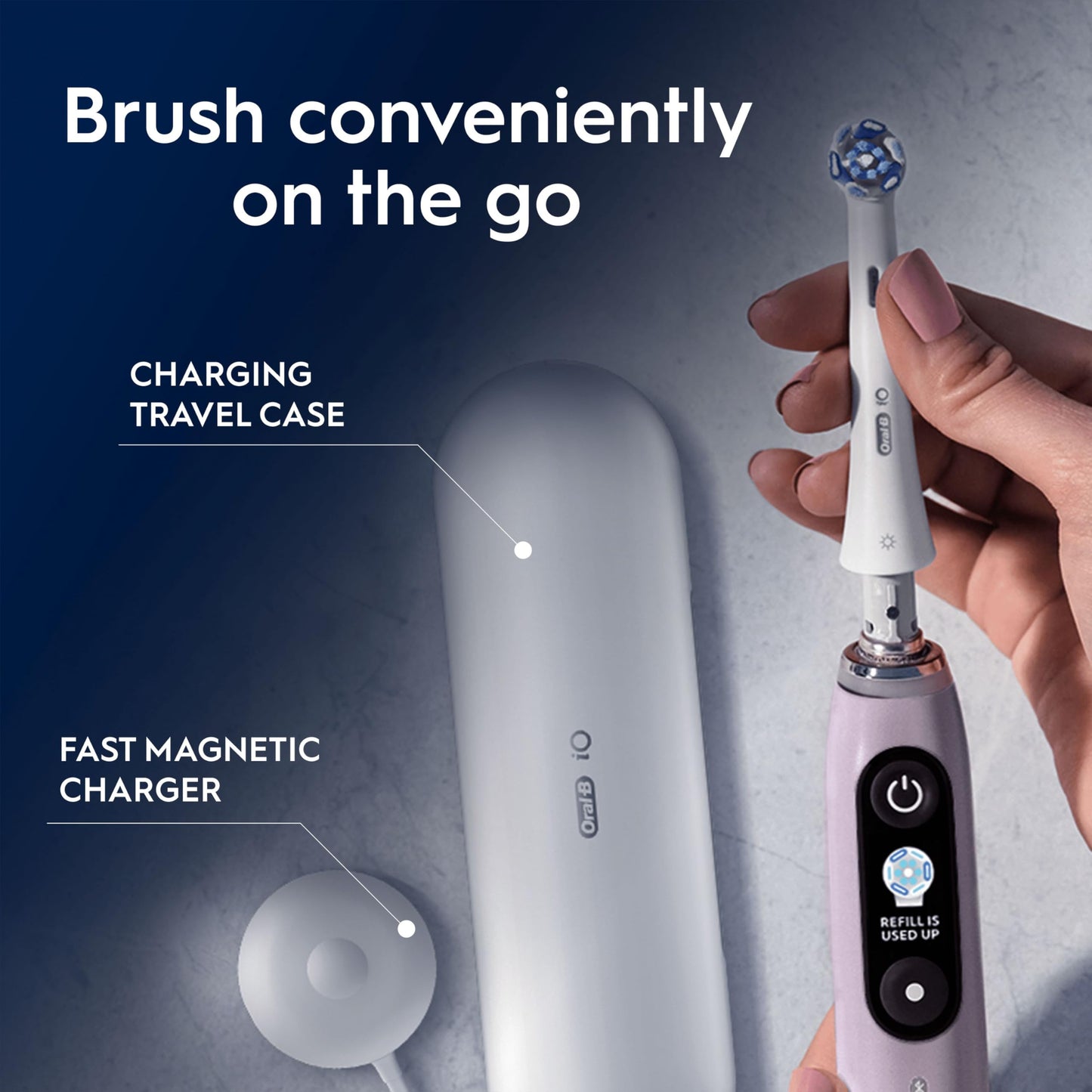 Oral-B iO9 Electric Toothbrushes For Adults, App Connected Handle, 1 Toothbrush Head & Charging Travel Case, 7 Modes with Teeth Whitening, 2 Pin UK Plug, Rose