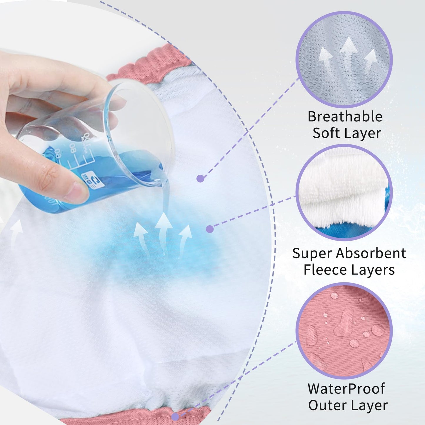 JoyDaog Female Dog Diapers for Medium Dogs,4 Pack Reusable Washable Premium Doggie Nappies for Heat,Incontinence,Period Dog Panties,M
