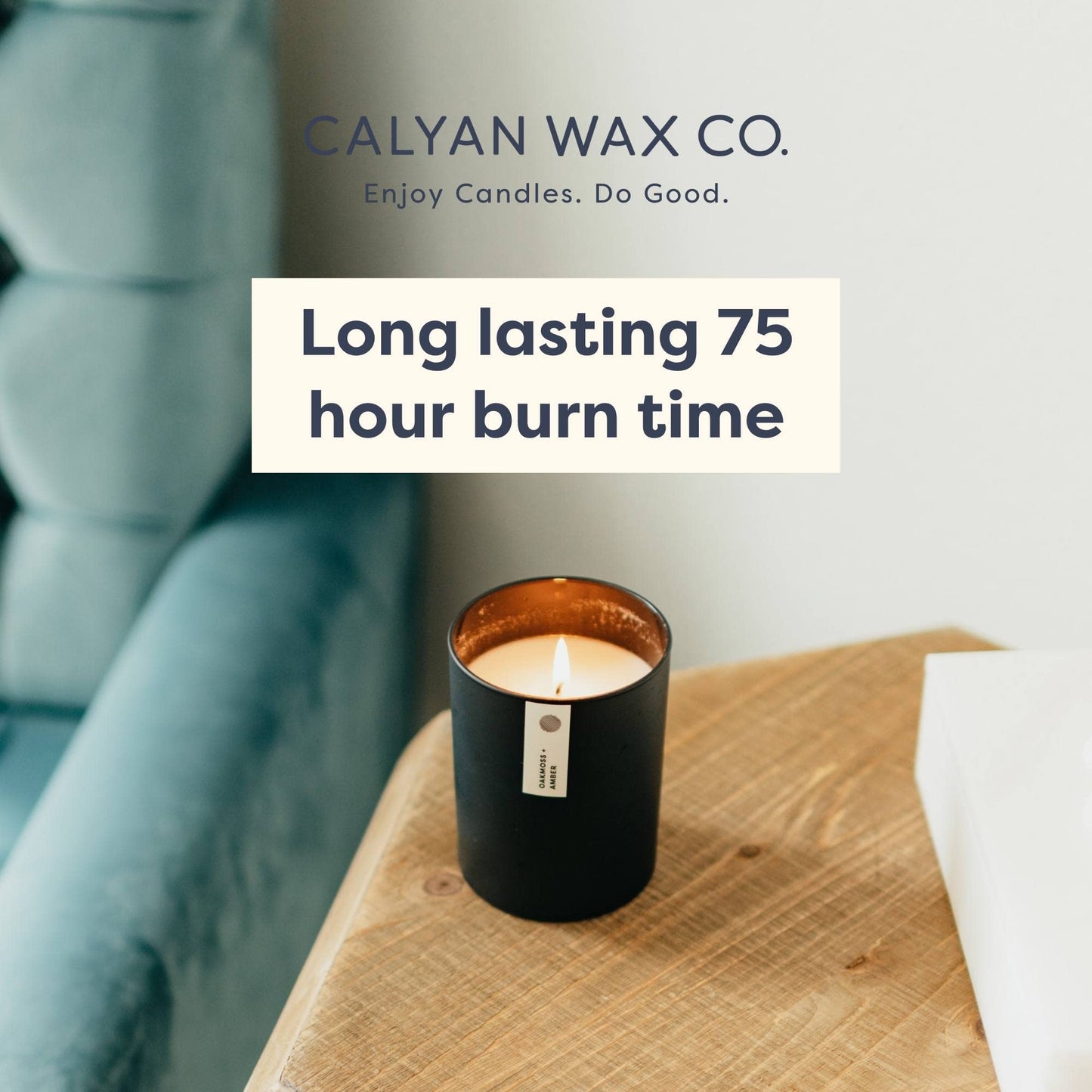 Calyan Wax Co. Musk & Teakwood Scented Candle - 75 Hour Burn - Luxury Clean Soy Wax Candles - Long Lasting Black Tumbler Jar Candle for Home - 10.2oz