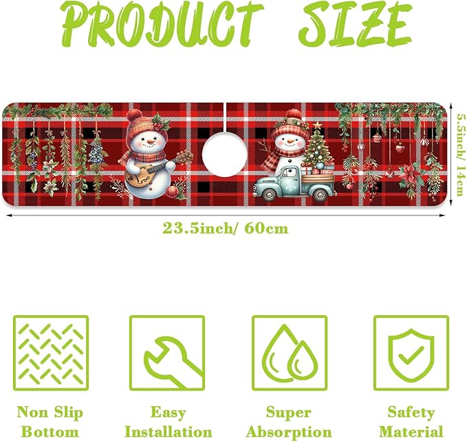 Chrismas Sink Faucet Absorbing Mat Christmas Sink Splash Guard Drying Mat