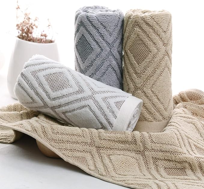 Pidada Hand Towels Set of 4 Diamond Pattern 100% Cotton Absorbent Soft
