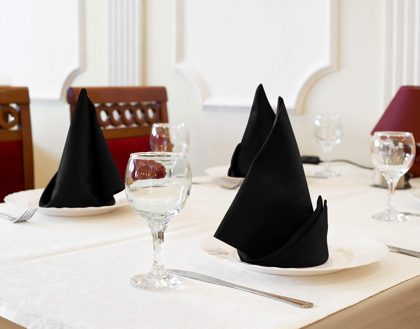 Utopia Kitchen Cloth Napkins [12 Pack] 46x46cm, Cotton Blend Washable and Reusable Table Dinner Napkins for Hotel, Lunch, Restaurant, Weddings, Event and Parties (Black)