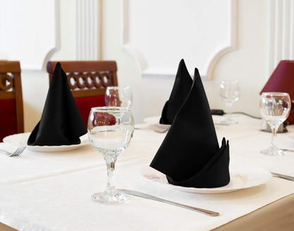 Utopia Kitchen Cloth Napkins [12 Pack] 46x46cm, Cotton Blend Washable and Reusable Table Dinner Napkins for Hotel, Lunch, Restaurant, Weddings, Event and Parties (Black)