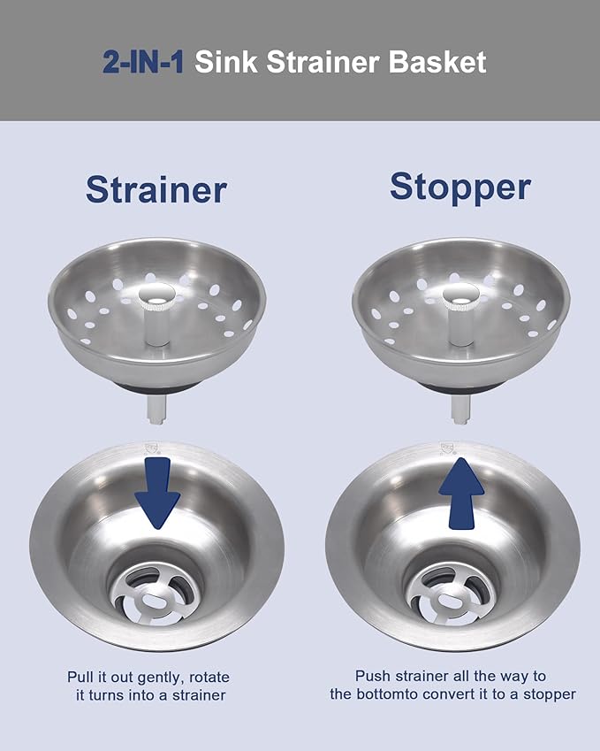 KONE 2PCS Kitchen Sink Basket Strainer Replacement