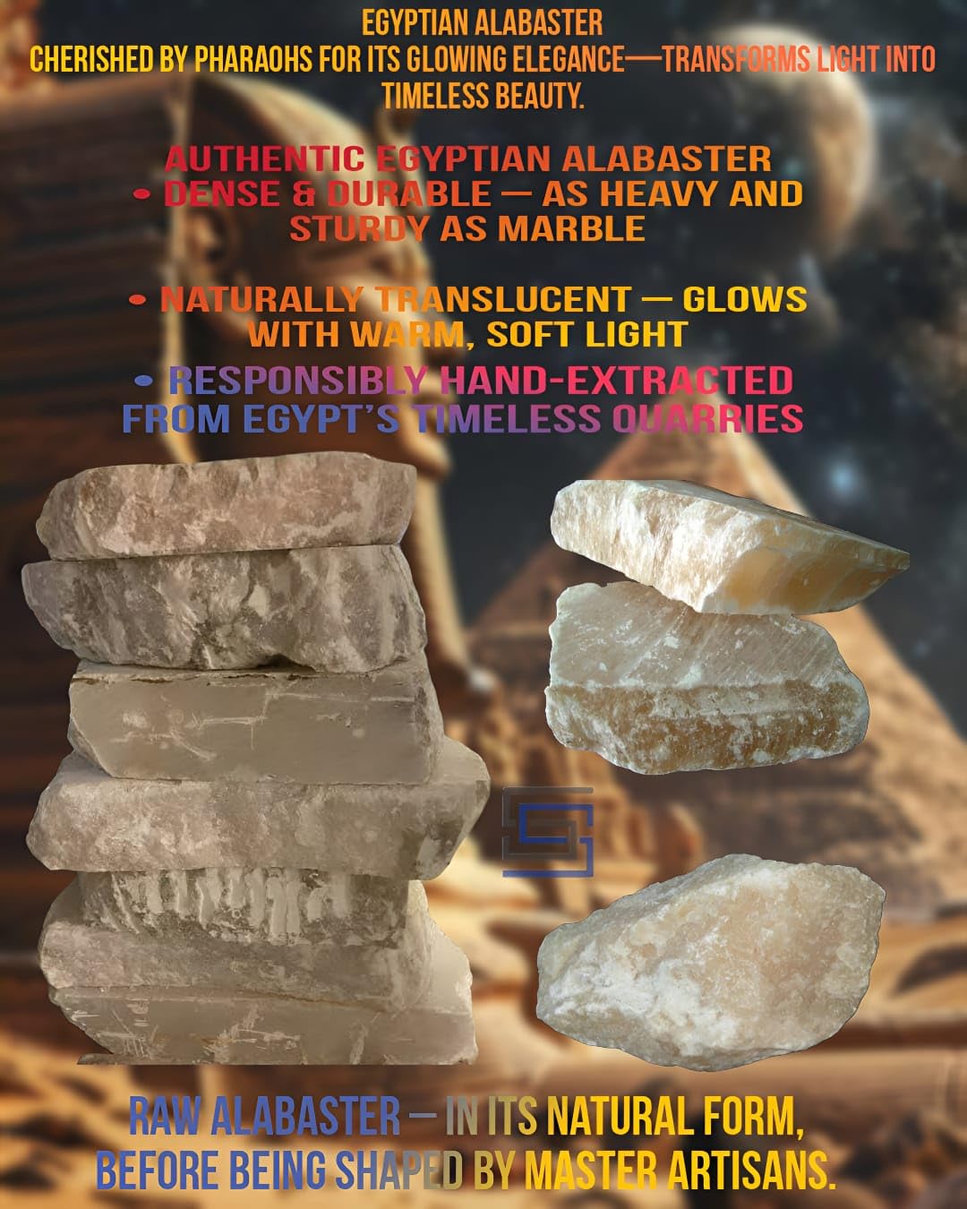 Alabaster Candle Holder Egyptian Handmade – Luxurious Tealight Holder with Soft Glow – Natural Stone for Home, Spa & Meditation – Décor Piece, Relaxing Ambience Multiple Sizes.(Small)