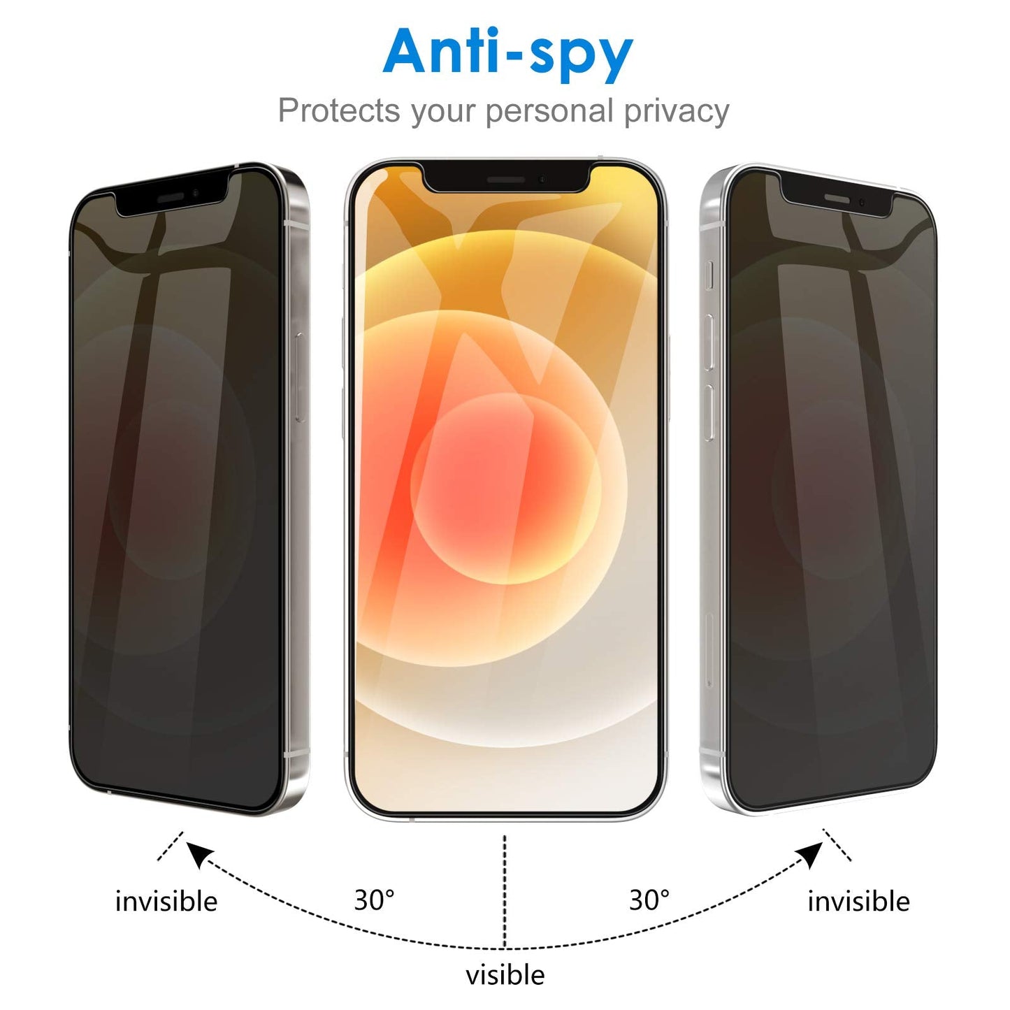 JETech Privacy Screen Protector for iPhone 11 and iPhone XR 6.1-Inch, Anti Spy Tempered Glass Film, 2-Pack