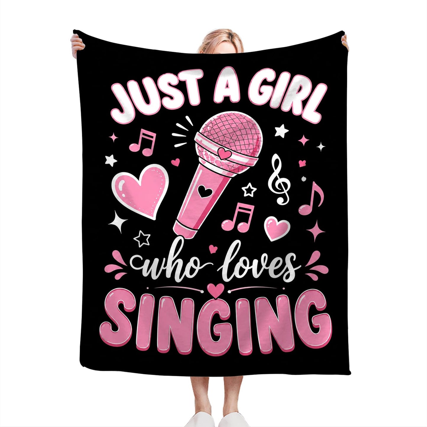 Singing Blanket Soft Fuzzy Fleece Just A Girl Who Loves Singing Throw Blankets Decor Cozy Warm Plush Flannel Music Blanket Gifts for Girls Women Singer Home Decor Stuff Sofa Couch Bed 50"X40"