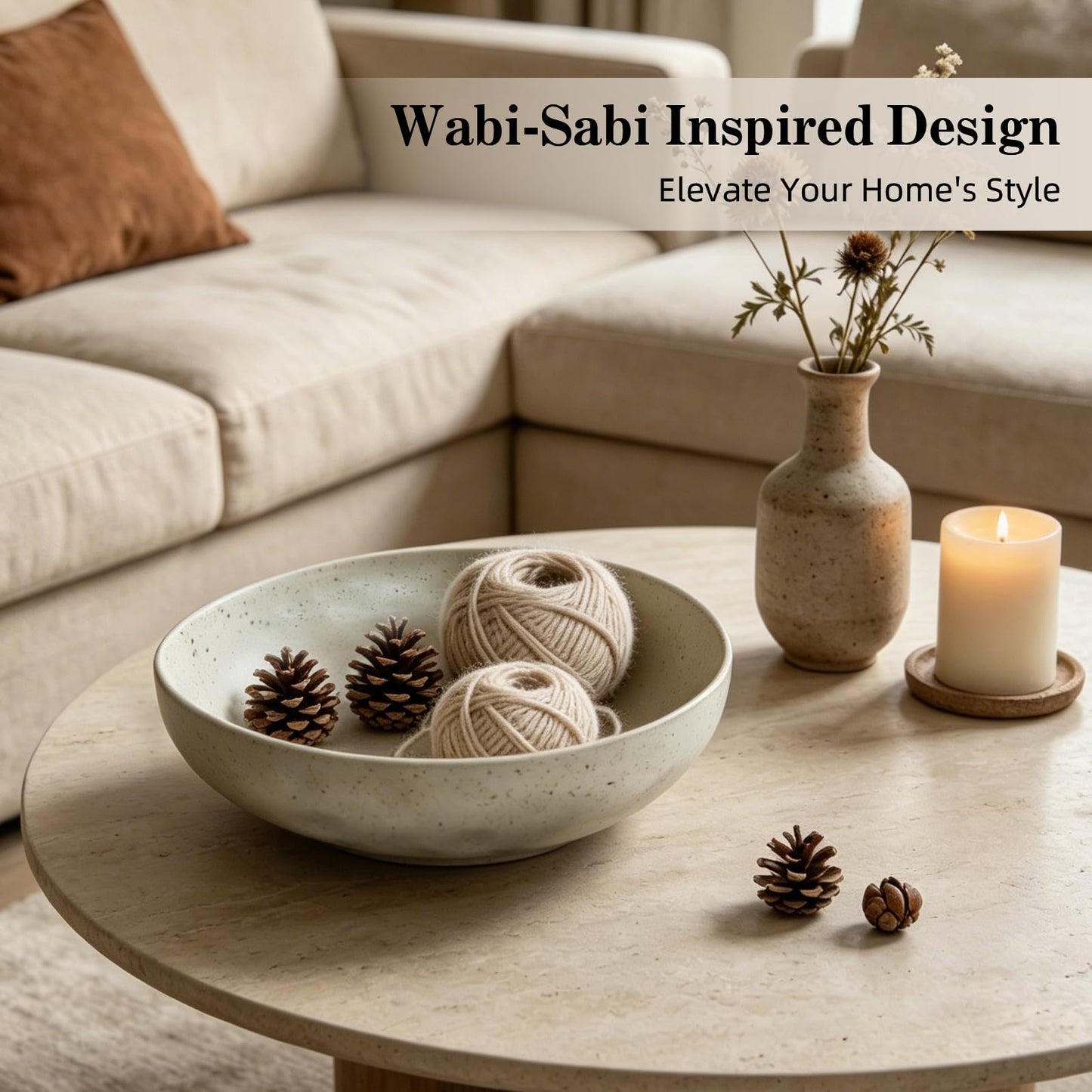 salomayes Wabi-Sabi Decorative Bowl, Matte Off-White Speckled Ceramic Key Bowl with Subtle Hammered Texture, One-of-a-Kind Artisan Glaze for Entryway or Kitchen Counter Décor