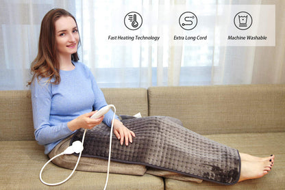 Ruqiji 17''x33'' XXXL King Size Heating Pad with 120 Minutes Auto Shut Off&6 Temperature Settings, Flannel Electric Heating Pad/Pain Relief for Back/Neck/Shoulders/Menstrual Pain/Leg Cramp (Dark Blue)