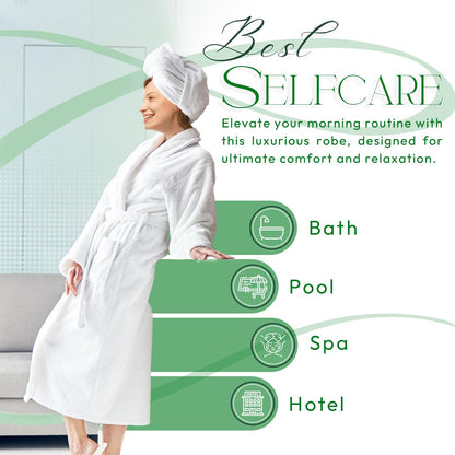 CICK Towelling Bath Robe Premium Quality Bathrobes for Women Highly Absorbent 100% Cotton Shawl Design for Men & Women for Loungewear (UK, Alpha, S, M, Regular, Regular, White)