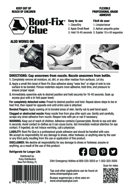 Boot-Fix Glue – Professional Grade Shoe Repair for Boots & Shoes – Instant Bond, Clear Drying, & Durable – For Leather, Rubber, & All Footwear (20 Grams)