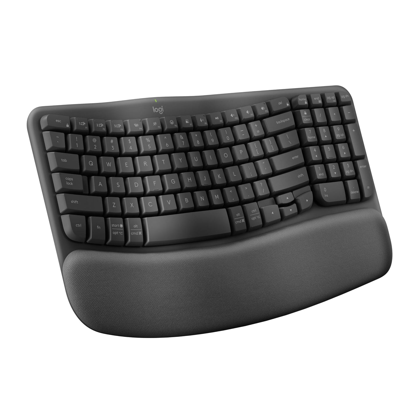 Logitech Wave Keys Wireless Ergonomic Keyboard with Cushioned Palm Rest, Comfortable Natural Typing, Easy-Switch, Bluetooth, Logi Bolt Receiver, for Multi-OS, Windows/Mac - Rose